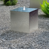 Gartenbrunnen / Wasserspiel "Le Cube" aus Edelstahl